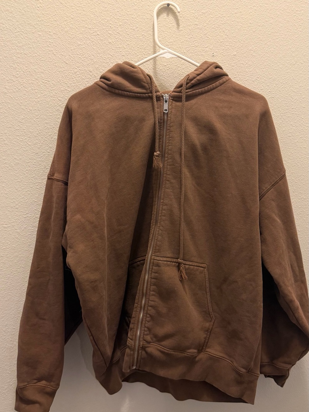 Brandy Melville Christy Brown Full-Zip Oversized Hoodie